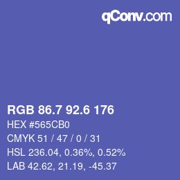 カラーコード: RGB 86.7 92.6 176 | qconv.com