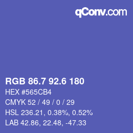 カラーコード: RGB 86.7 92.6 180 | qconv.com