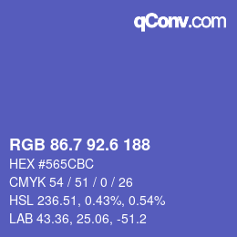 カラーコード: RGB 86.7 92.6 188 | qconv.com