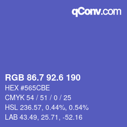 カラーコード: RGB 86.7 92.6 190 | qconv.com