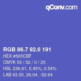 カラーコード: RGB 86.7 92.6 191 | qconv.com