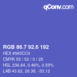 カラーコード: RGB 86.7 92.6 192 | qconv.com