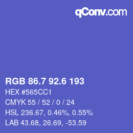 カラーコード: RGB 86.7 92.6 193 | qconv.com