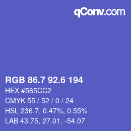 カラーコード: RGB 86.7 92.6 194 | qconv.com