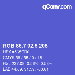 カラーコード: RGB 86.7 92.6 208 | qconv.com