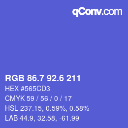 カラーコード: RGB 86.7 92.6 211 | qconv.com