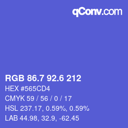 カラーコード: RGB 86.7 92.6 212 | qconv.com