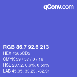 カラーコード: RGB 86.7 92.6 213 | qconv.com