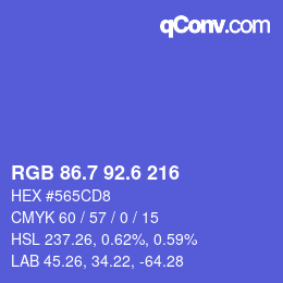 カラーコード: RGB 86.7 92.6 216 | qconv.com