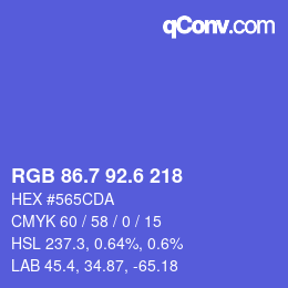 カラーコード: RGB 86.7 92.6 218 | qconv.com