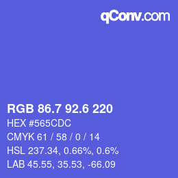 カラーコード: RGB 86.7 92.6 220 | qconv.com
