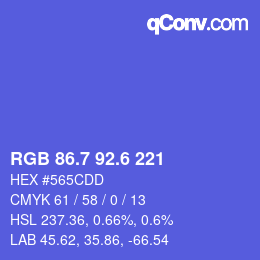 カラーコード: RGB 86.7 92.6 221 | qconv.com