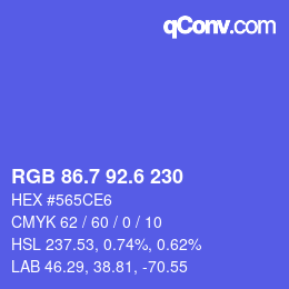 カラーコード: RGB 86.7 92.6 230 | qconv.com