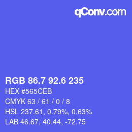 カラーコード: RGB 86.7 92.6 235 | qconv.com
