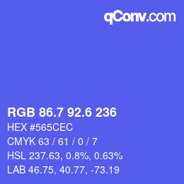 カラーコード: RGB 86.7 92.6 236 | qconv.com