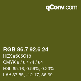 カラーコード: RGB 86.7 92.6 24 | qconv.com