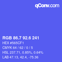 カラーコード: RGB 86.7 92.6 241 | qconv.com