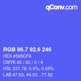 カラーコード: RGB 86.7 92.6 246 | qconv.com