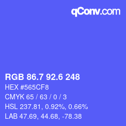 カラーコード: RGB 86.7 92.6 248 | qconv.com