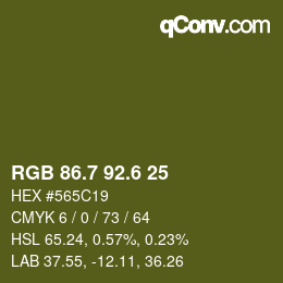 カラーコード: RGB 86.7 92.6 25 | qconv.com