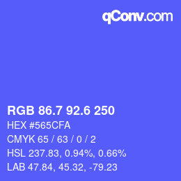 カラーコード: RGB 86.7 92.6 250 | qconv.com