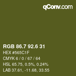 カラーコード: RGB 86.7 92.6 31 | qconv.com