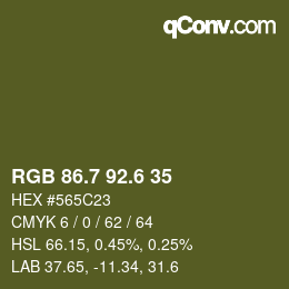 カラーコード: RGB 86.7 92.6 35 | qconv.com