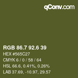 カラーコード: RGB 86.7 92.6 39 | qconv.com