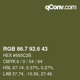 カラーコード: RGB 86.7 92.6 43 | qconv.com