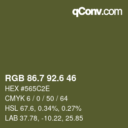 カラーコード: RGB 86.7 92.6 46 | qconv.com