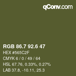 カラーコード: RGB 86.7 92.6 47 | qconv.com