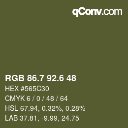 カラーコード: RGB 86.7 92.6 48 | qconv.com