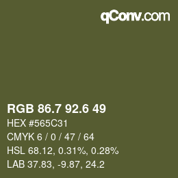 カラーコード: RGB 86.7 92.6 49 | qconv.com