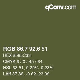 カラーコード: RGB 86.7 92.6 51 | qconv.com