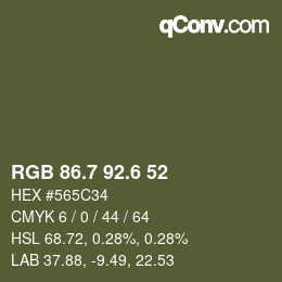 カラーコード: RGB 86.7 92.6 52 | qconv.com