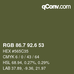 カラーコード: RGB 86.7 92.6 53 | qconv.com