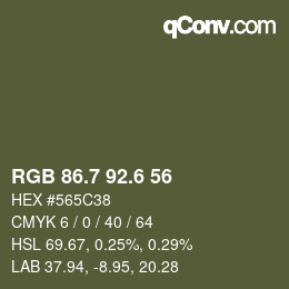 カラーコード: RGB 86.7 92.6 56 | qconv.com