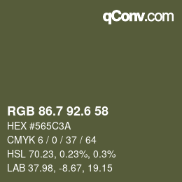 カラーコード: RGB 86.7 92.6 58 | qconv.com