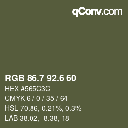 カラーコード: RGB 86.7 92.6 60 | qconv.com