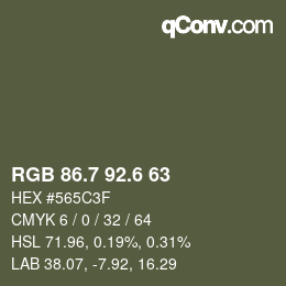 カラーコード: RGB 86.7 92.6 63 | qconv.com