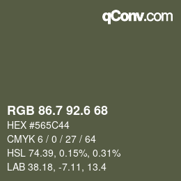 カラーコード: RGB 86.7 92.6 68 | qconv.com