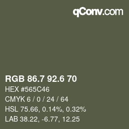 カラーコード: RGB 86.7 92.6 70 | qconv.com
