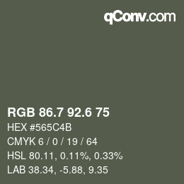 カラーコード: RGB 86.7 92.6 75 | qconv.com