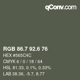 カラーコード: RGB 86.7 92.6 76 | qconv.com