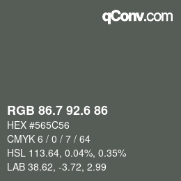 カラーコード: RGB 86.7 92.6 86 | qconv.com