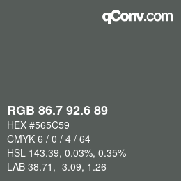 カラーコード: RGB 86.7 92.6 89 | qconv.com