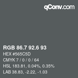 カラーコード: RGB 86.7 92.6 93 | qconv.com