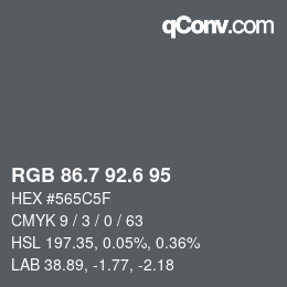 カラーコード: RGB 86.7 92.6 95 | qconv.com