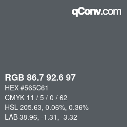 カラーコード: RGB 86.7 92.6 97 | qconv.com