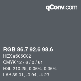 カラーコード: RGB 86.7 92.6 98.6 | qconv.com